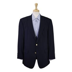 Brooks Brothers Navy Blue Gold Metal Buttons 2-Btn Blazer Jacket 43R